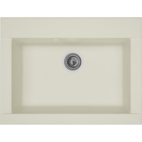STRADOUR Lavello da cucina incassato 1 vasca senza gocciolatoio Hexo - Resina - 66 x 50 cm - Bianco (1/2)