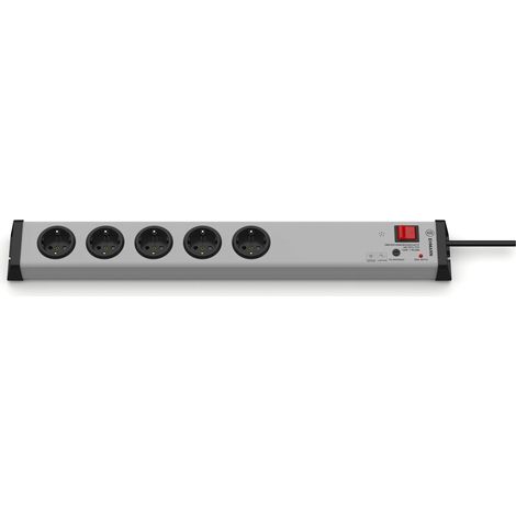EHMANN 0207x01053301 0207x00052301 Ciabatta elettrica con Protezione da sovratensione e Filtro di Rete, 5 Prese, Cavo da 1,5m, 230 V, Grigio (1/4)