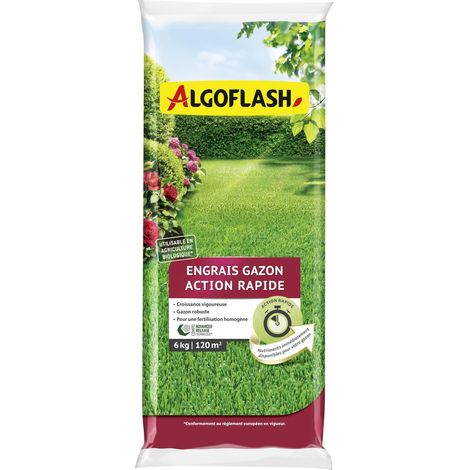 Engrais Gazon, Action Rapide, Utilisable en Agriculture Biologique - 6 Kg (1/4)