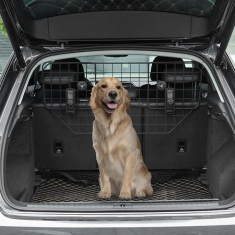 Gitter divisorio per auto per cani, universale, regolabile 90-120 cm, in metallo nero (1/5)