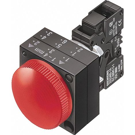 Combinazione Unità Complete Tonde in plastica da 22 mm, spia luminosa con lente liscia illuminata con LED integrato Morsetto a vite AC 110V con supporto rosso