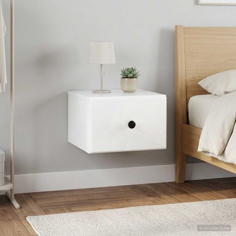vidaXL Mesita de Noche de Pared 2 uds. Brillante 34,5 x 33 x 20 cm (1/4)
