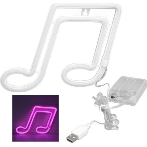 LED Néon Note de Musique Nuit Concert Applique Fête Lampe SuspendueRose (1/5)