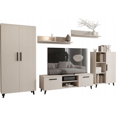 Parete attrezzata cashmere nero NORD set di mobili per soggiorno in stile scandinavo (1/5)