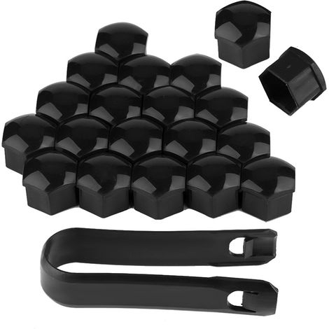 ZASCHMOY Bouchons de Couverture de écrou de Roue Anti-vol Premium Ensemble de 20 avec Une Protection de 21 Mm pour Les Vis de Moyeu de Voiture (Black)