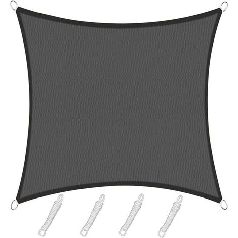 Voile d'ombrage Rectangulaire Carré 3x3m  Color Graphite,Toile Imperméable Une Protection des Rayons UV à 95%, pour en Plein air, Jardin & terrasse, Piscine