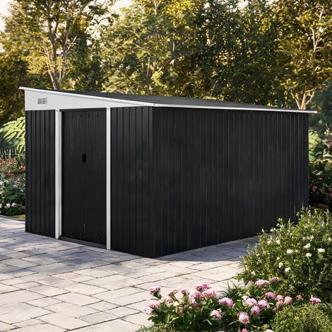 Abri de jardin nero en acciaio 345 x 280,5 x 201 cm (1/5)