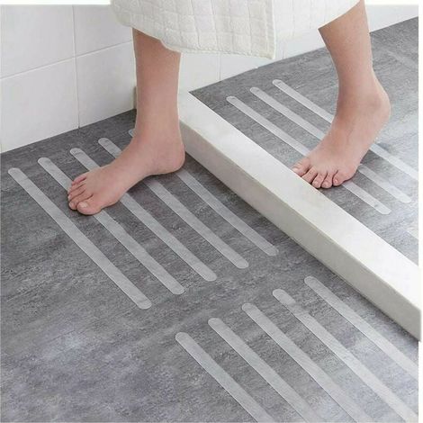 15 pegatinas antideslizantes para ducha, tiras de seguridad transparentes para baño. (1/3)