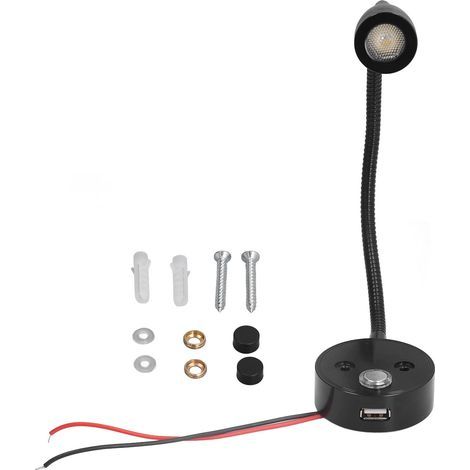 Innenraum-Leseleuchte für Wohnmobile, Nachttischlampe 10–30 V, dimmbare und verstellbare Wohnwagenleuchte für Auto, Campervan, Boot, Wohnmobil, schwarz