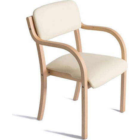 Chaises de salle à manger en bois massif avec accoudoirs Chaise de cuisine rembourrée Fauteuil de salon avec dossier Bureau Loisirs Salon Réception Chaises de café Accoudoirs Accent Charge (1/5)