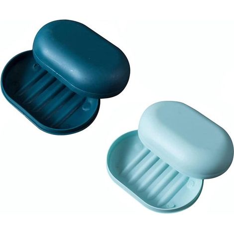 Jabonera de viaje con tapa, paquete de 2, resistente al agua para la ducha, viajes, senderismo, escuela y gimnasio. (1/4)