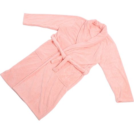 Bademantel aus Korallensamt, weich, saugfähig, warm, mit Gürtel, für Paare, für Zuhause und Hotel, rosa (1/5)