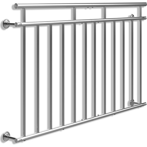 Monzana – Balustrade de balcon français en acier inoxydable 156 cm – Garde-corps avec main courante – Sécurité enfants et animaux – Barres fermées