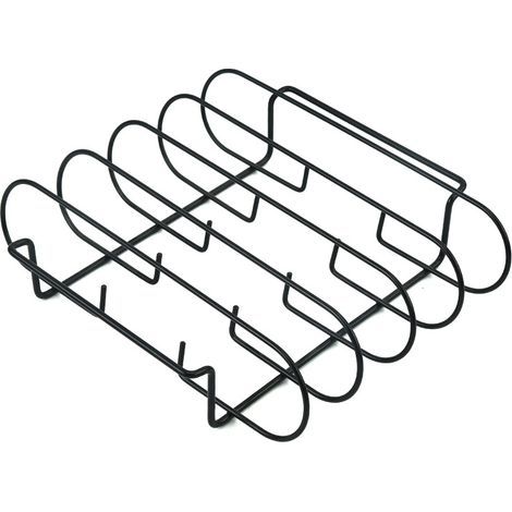 (Black)BBQ Rib Rack,BBQ Rib Rack Holder,Metal Barbecue Rib Holder,Grilling Smoking Rib Holder,Grilling Chicken Holder,for Grilling Steaks,Ribs,Grilled Chicken