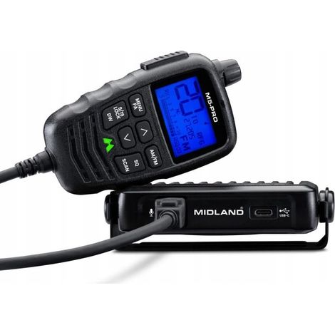 Radio CB Midland M5 PRO AM FM ANC VOX Control de micrófono USB-C (1/4)