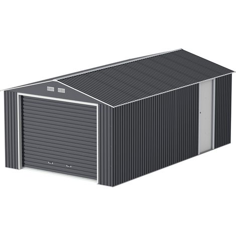 Duramax – Garage en métal 3,50x5,70x2,60m – Surface 19,95 m² – Porte sectionnelle extra-large 2,51x1,90m – Couleur anthracite