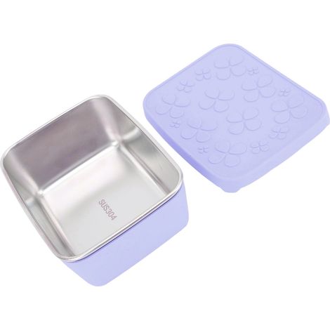Edelstahl-Lunchbox für Kinder und Erwachsene, 550 ml, 304, Bento-Box aus Metall, mit auslaufsicherem Silikondeckel, für Snacks, Obst und Gemüse, Taro-Lila (1/5)