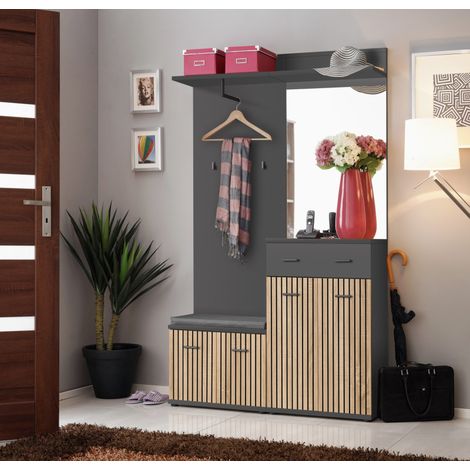 Ensemble de 4 meubles avec coussin "Marco II" - Gris/Beige - L 120 x H 203 x P 32 cm - Livraison gratuite (1/5)