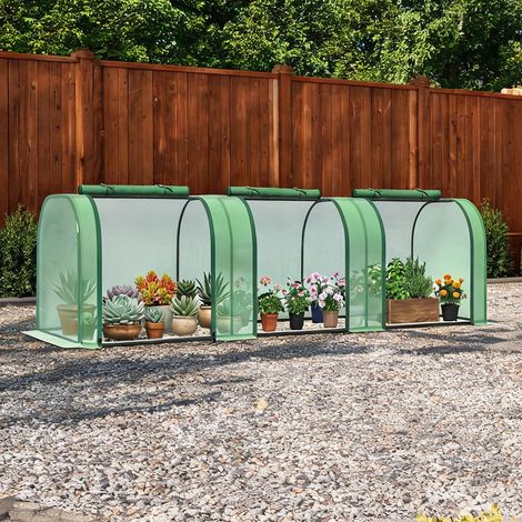 Serre de jardin dunkelgrün en acier plastique 295 x 100 x 80 cm (1/5)