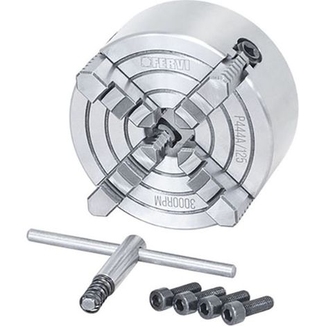 Mandrino per tornio FERVI P444A/125 a 4 griffe indipendenti - Ø 125 mm - ghisa (1/3)