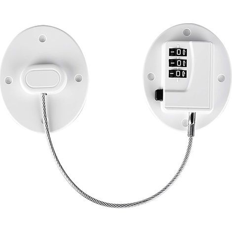 Serrures de portes et d'armoires, acier inoxydable/plastique, blanches.