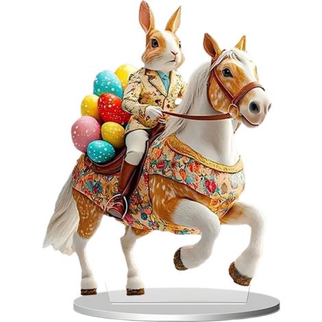 Lapin De Pâques - Décoration De Bureau En Acrylique Avec Motif D'Œufs - Pour Salon Chambre Ou Fête De Pâques - 1 Pièce (1/5)