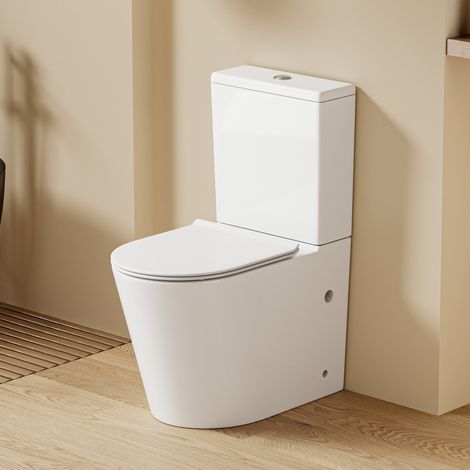 DILECI - WC à poser sans bride sortie horizontale (63x38x82cm) - Design arrondi blanc CESAR (1/5)