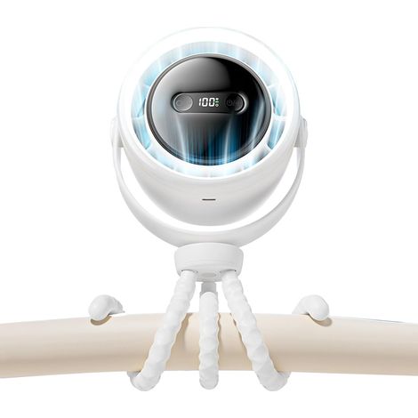 Ventilateur universel pour poussette, ventilateur pour bébé en ABS de 32,8 cm, avec lumière, vitesse réglable et rechargeable, idéal pour les voyages, le bureau, la plage et l'arrière de la voiture (1/5)