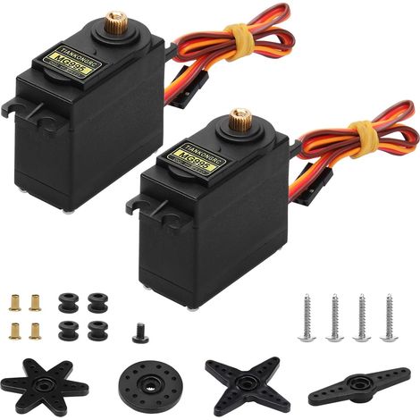 2PCS, angle de commande du moteur de servo 180° Servo d'engrenage métallique imperméable numérique à haute vitesse Servo moteur pour RC avion hélicoptère voiture de bras mécanique, MG995