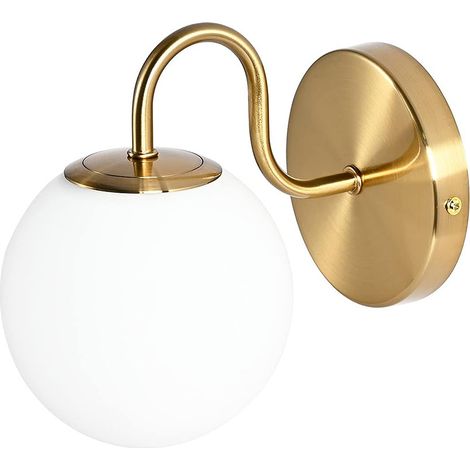 Applique murale de chambre, Applique miroir de salle de bain avec globe en verre – Style industriel vintage, Douille G9 – Lampe murale intérieure pour coiffeuse et salle d‘eau (Ampoule non incluse) (1/5)