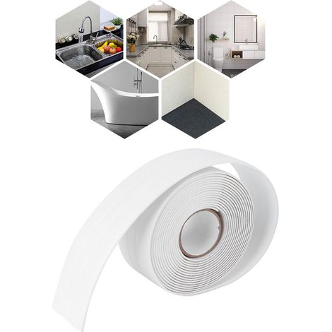 Ruban de joint étanche PVC acrylique pour salle de bain et cuisine 38mm x 3,2m blanc avec promoteur d'adhérence (1/5)
