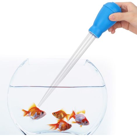 Mini pompe de nettoyage manuelle pour petit aquarium avec tuyau d'aspiration (bleue) (1/5)