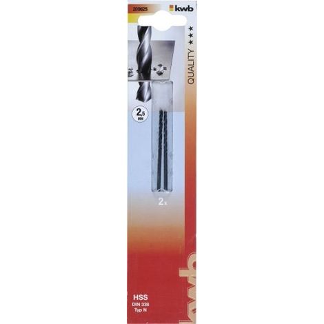 Broca helicoidal kwb 209625 HSS 2,5 mm 57 mm