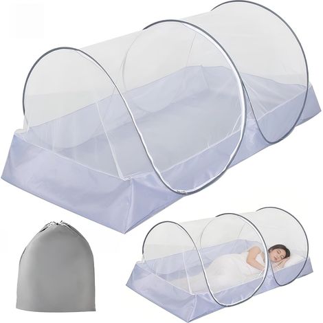 Moustiquaire Voyage, 200 x 100 x 73 cm Tente Moustiquaire Pop Up, Pliable - Moustiquaire de Lit Simple pour Camping Extérieure et Chambre, Rapide et Portable (1/5)