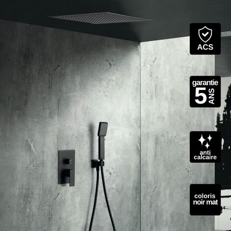 Colonne de douche encastrée noir mat anti-calcaire – Mitigeur monocommande – Débit 12 l/min – Support réglable – Installation facile – Imex Products (1/3)