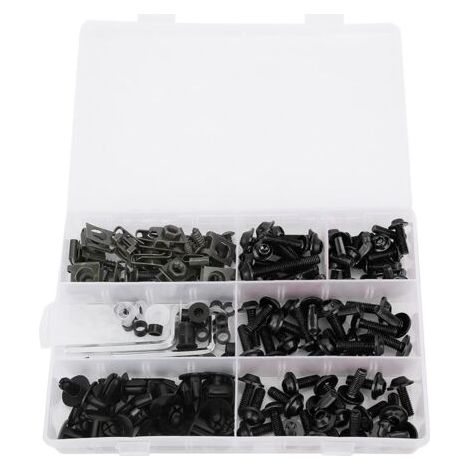 Juego de 198 tornillos M5 M6 para carenado de parabrisas de motocicleta, kit de tornillos, accesorio negro. (1/4)