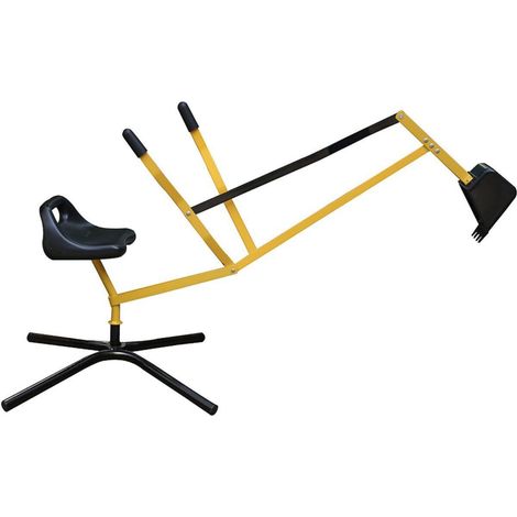 PlayFun Kinder-Spielbagger / Aufsitzbagger aus Metall, 360° drehbar, gelb