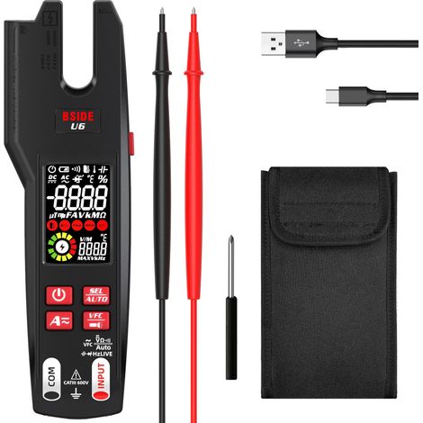 BSIDE Pince Ampèremétrique AC/DC 600A Multimètre Automatique TRMS avec Thermomètre IR et VFD 9999 Comptes Mesure Tension et Courant En Même Temps Testeur Électrique Ouverte avec Batterie Rechargeable (1/5)