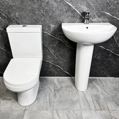 Modern Bathroom Suite Molly Round Basin with Life D Shaped Toilet Ensuite, With Tap (1/5)