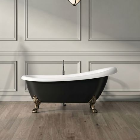 Bañera con patas RICHMOND NEGRA 171 cm patas LEÓN BRONCE ENVEJECIDO