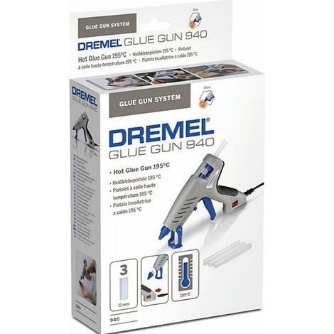 Dremel Heißklebepistole (910-3), Kompaktwerkzeug (165 °C) mit 3 Zubehöre (1/4)