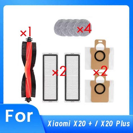 Pièces de rechange pour aspirateur Xiaomi X20+ : brosse, filtre, sac à poussière, lingette et bloc moteur. (1/5)