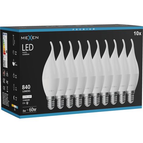 Mexen Nova 10x Ampoule LED flamme E14, C37, 8W, Neutre - 4000K, 840 lm - L106-E14-0840-01x10 (1/5)