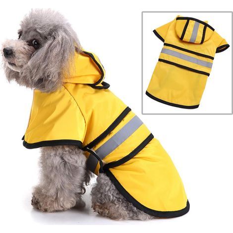 Réfléchissante Manteau Chien Pluie avec Capuche Manteau imperméable légère réglable Poncho pour Petite Moyenne et Grande Taille Chiens,Jaune,S (1/5)