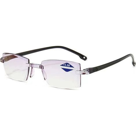 2 paires de lunettes anti-lumière bleue pour presbytie, à double foyer, monture sans contour diamantée, vision rapprochée et lointaine (1/5)