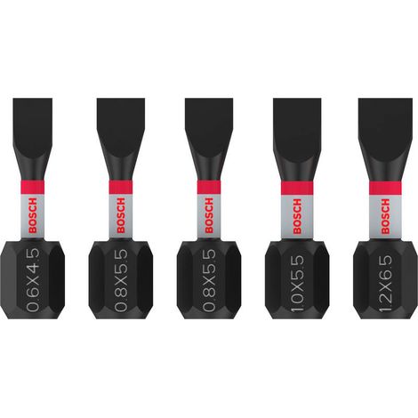 Bosch PRO Embouts de tournevis à fente Impact SL4.5 SL5.5(x2) SL5.5 SL6.5 25 mm 5 pièces - 2608521U60 (1/4)