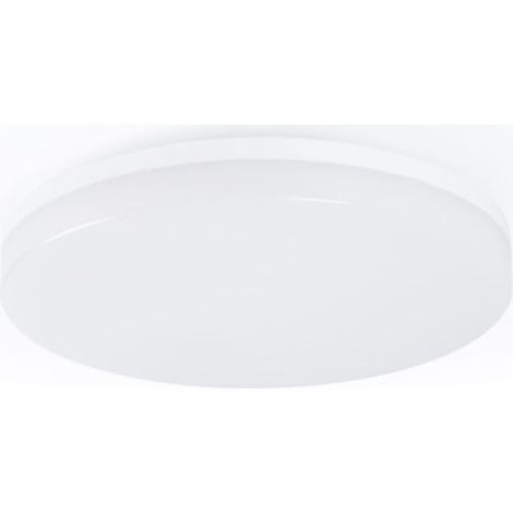 Plafonnier LED 18 W - Lampe de plafond avec capteur de son + capteur crépusculaire - IP44 - Ø26 cm, lumière LED blanc neutre pour salle de bain, cuisine, extérieur couvert. (1/5)