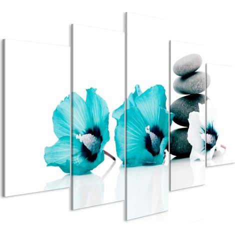 Tableau 5 Panneaux "Calm Mallow Wide Turquoise" 50 x 100 cm (1/2)