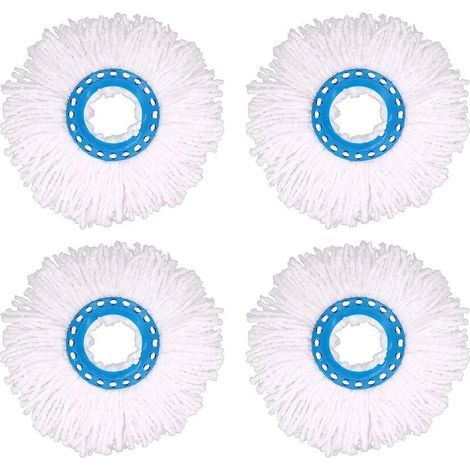Juego de 4 cabezales de microfibra para fregona, cabezales redondos de repuesto con rotación de 360° para la limpieza de suelos (16 cm de diámetro). (1/4)