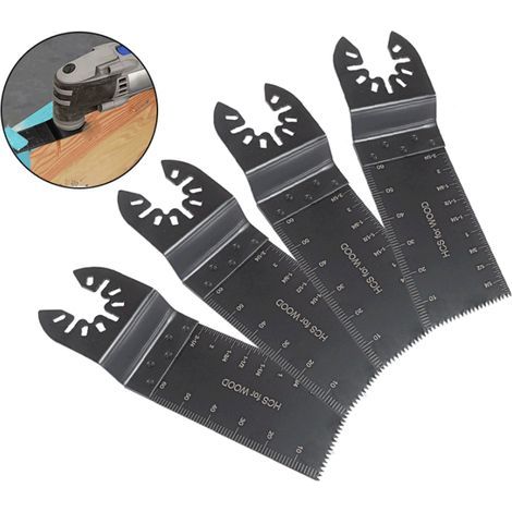 AIDUCHO 4 Pieces De Lame De Scie En Acier A Haute Teneur En Carbone De 34 Mm,Allonger Lame De Scie Multifonction, Ensemble D'accessoires Pour Machine A Couper Les Outils Electriques (1/2)
